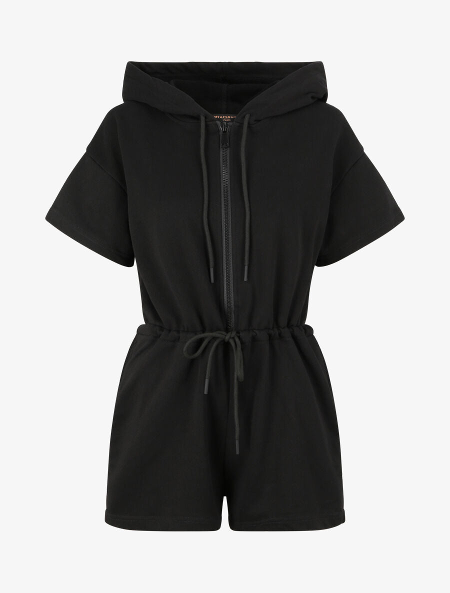 Combishort jogging à capuche - Noir - 3