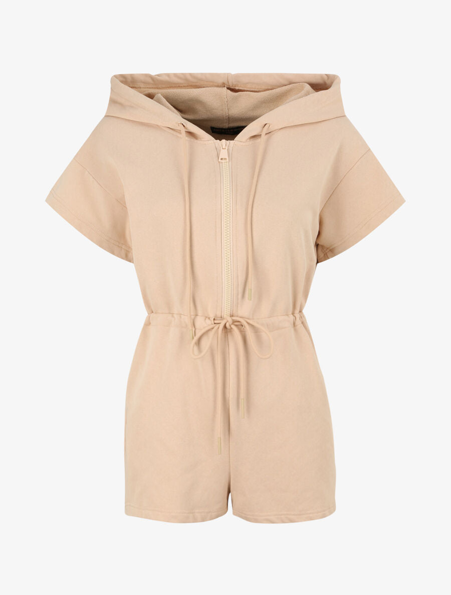 Combishort jogging à capuche - Beige - 1