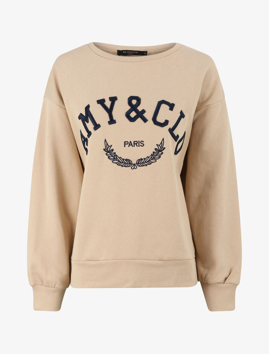 Sweat à inscription - Beige - 1