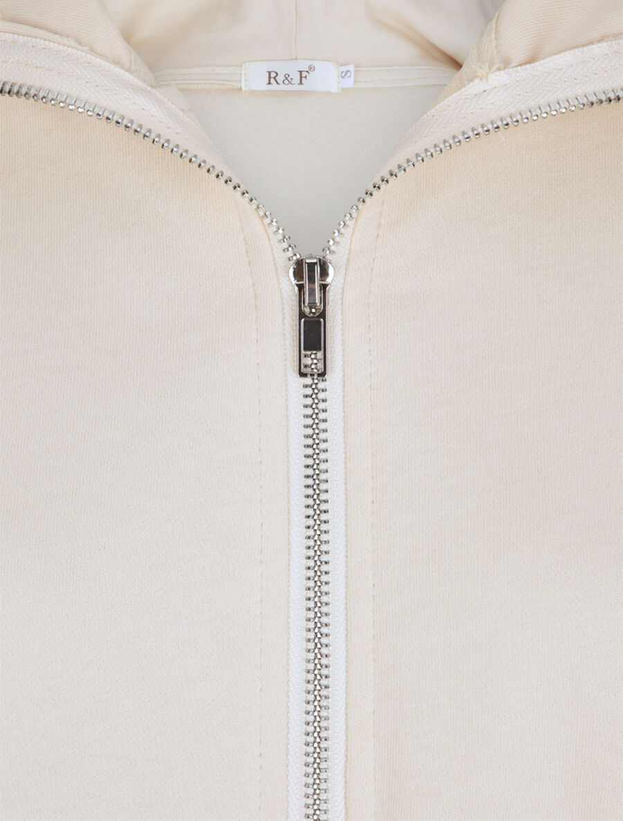 Sweat à capuche à col zippé - Beige - 3