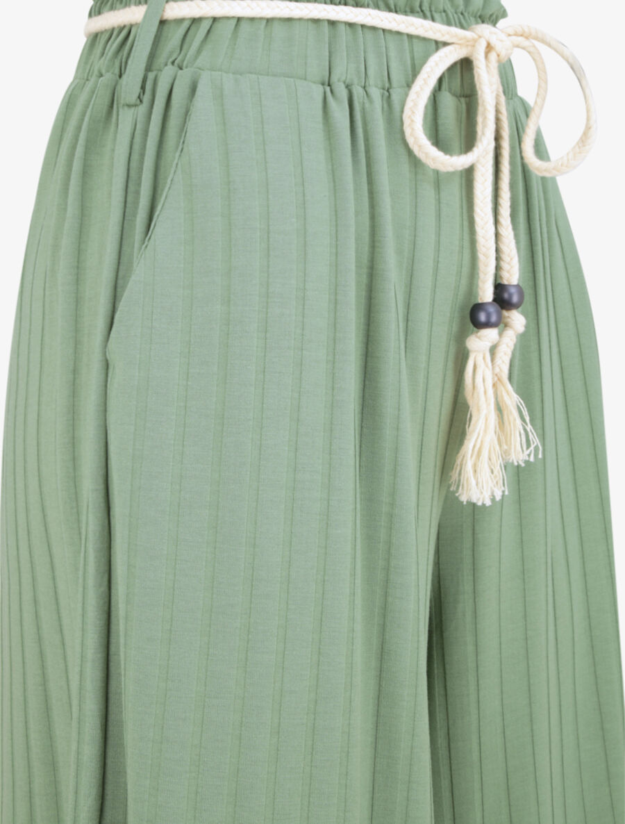 Pantalon ample à taille froncée - Vert - 3