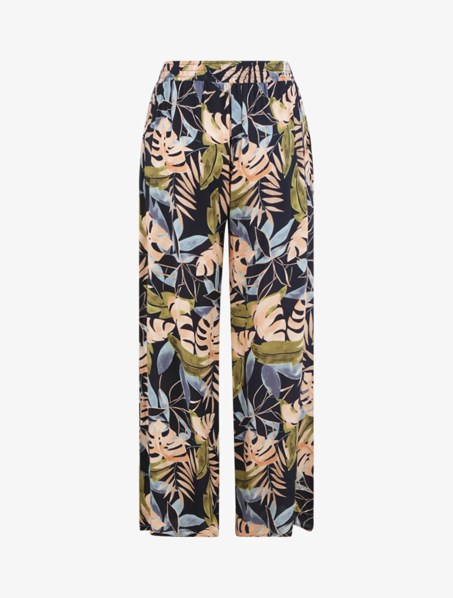 Pantalon ample imprimé tropical - Marine - 2