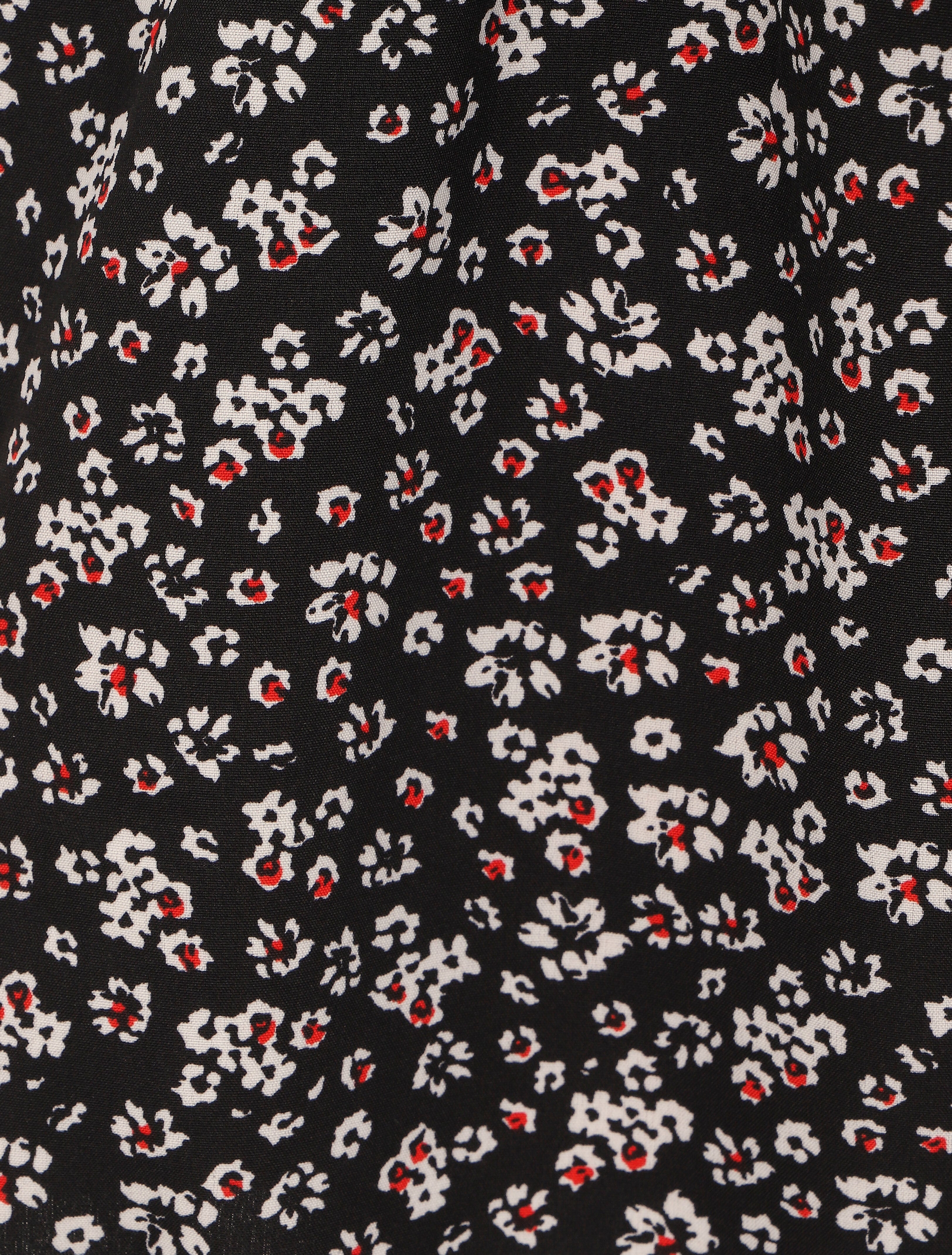 Short à taille froncée imprimé petites fleurs - Noir - 3