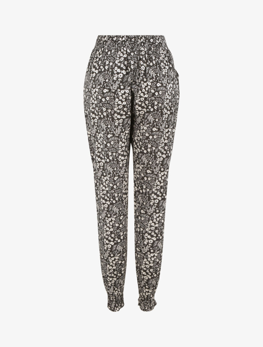 Pantalon imprimé petites fleurs - Noir - 2