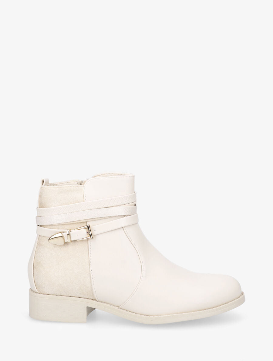 Bottines plates bi-matière - Beige - 1