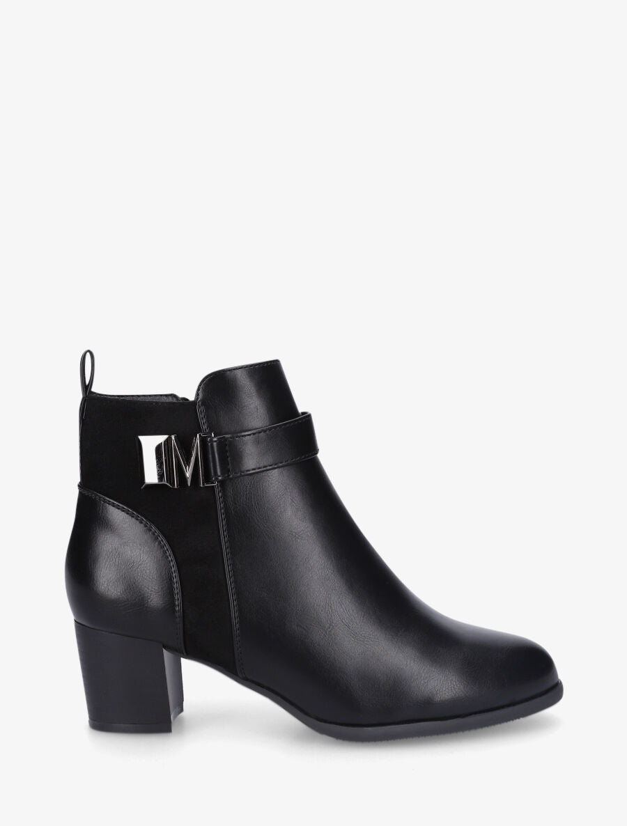 Bottines en simili à boucle fantaisie - Noir - 1