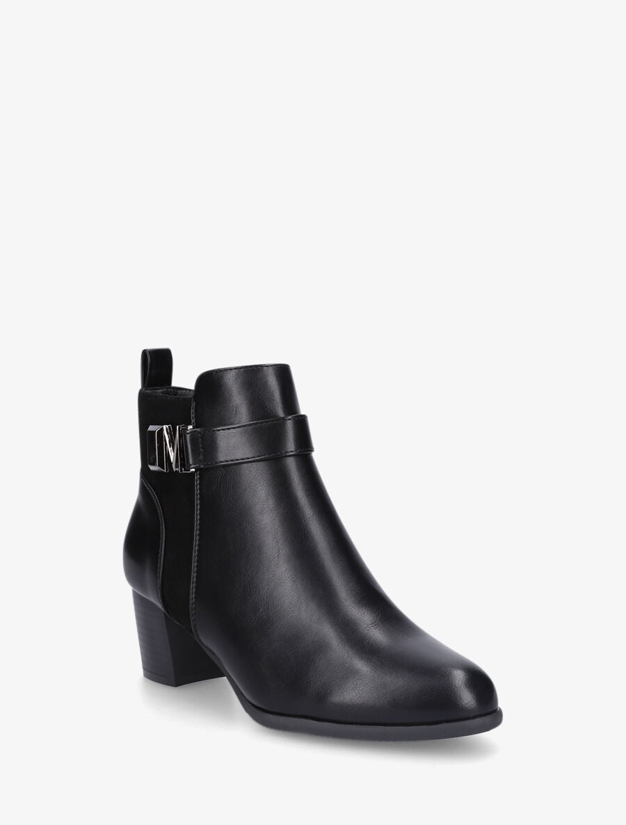 Bottines en simili à boucle fantaisie - Noir - 2