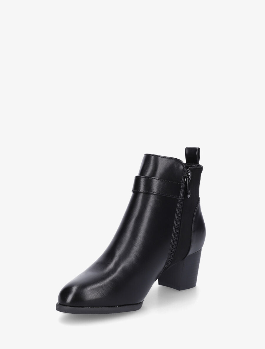 Bottines en simili à boucle fantaisie - Noir - 3