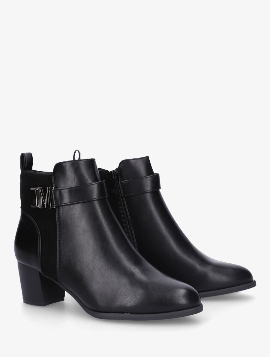 Bottines en simili à boucle fantaisie - Noir - 4