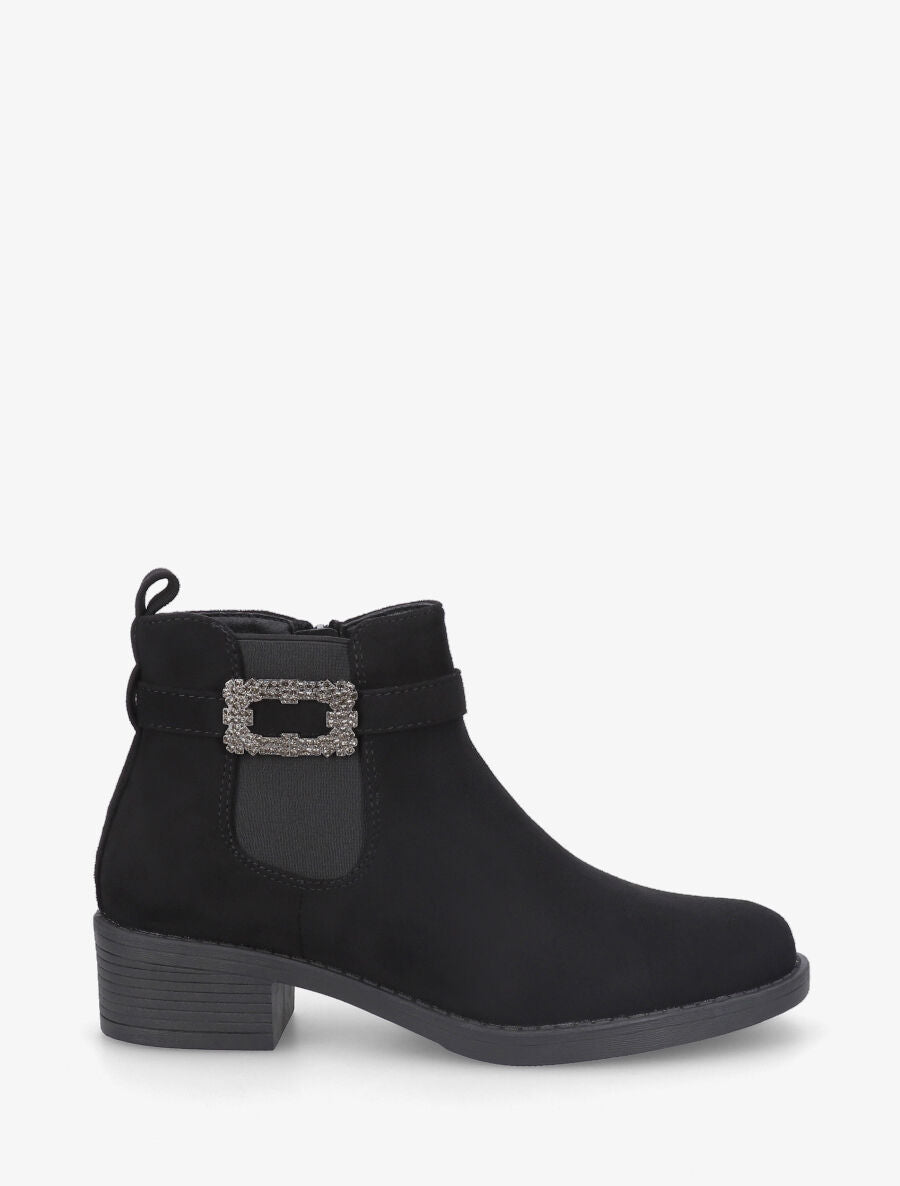 Bottines élastiquées à boucle strassé - Noir - 5