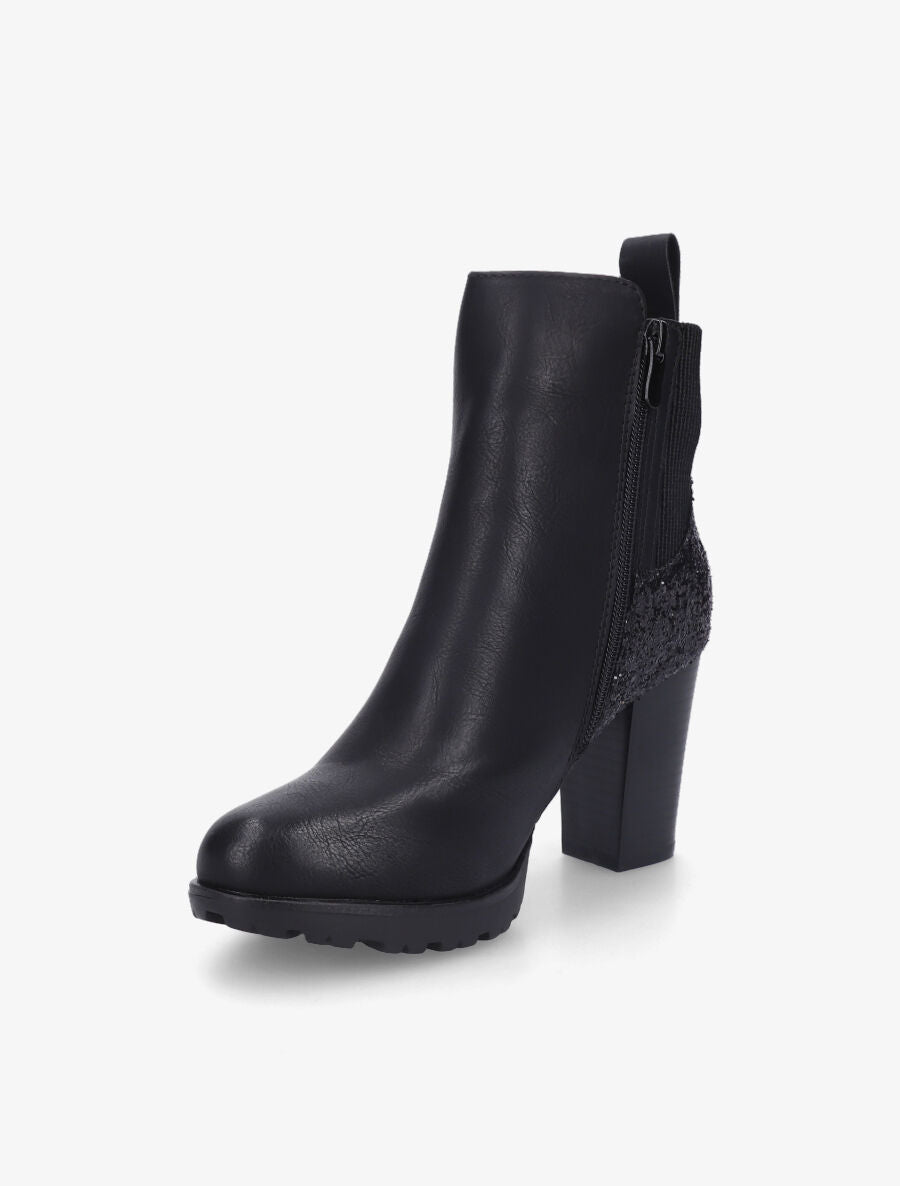 Bottines en simili et sequins - Noir - 3