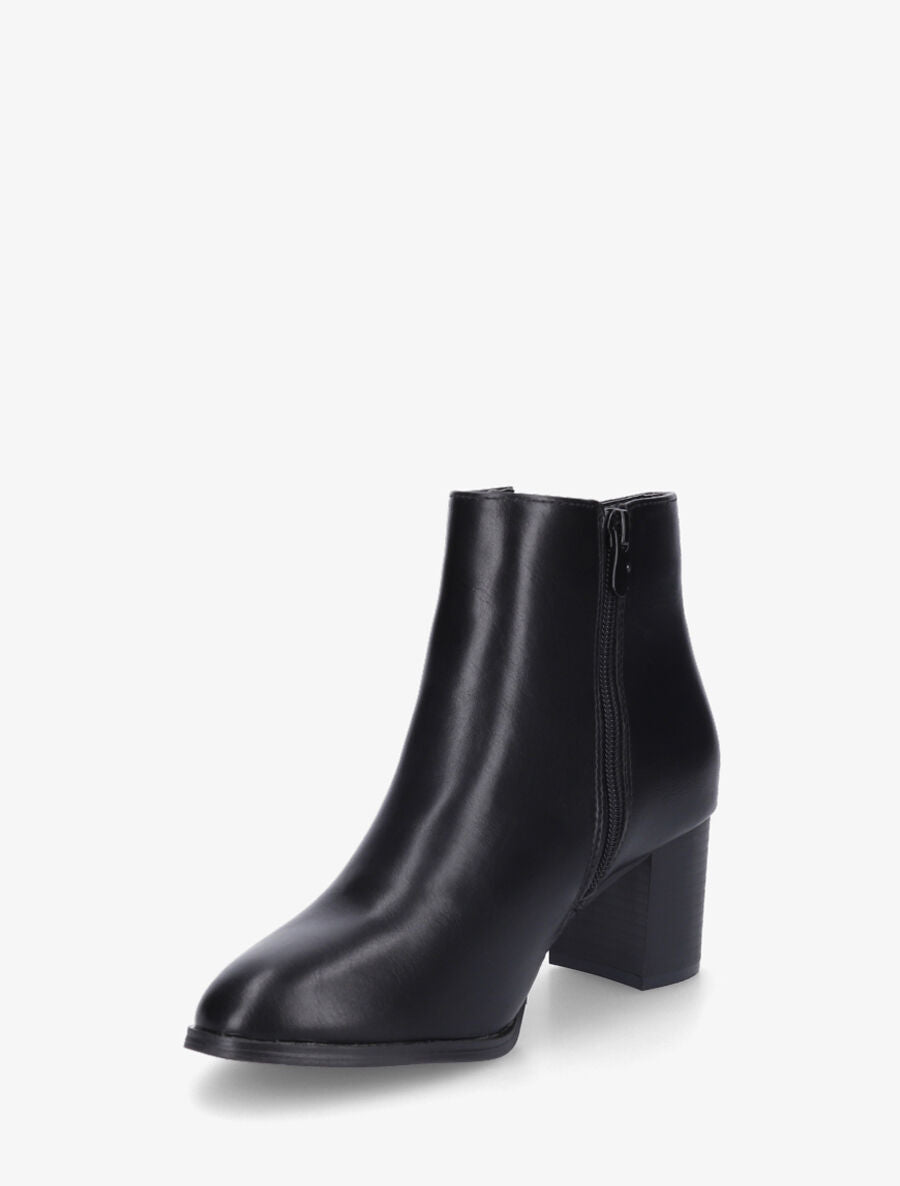 Bottines en simili à zip décoratif - Noir - 3