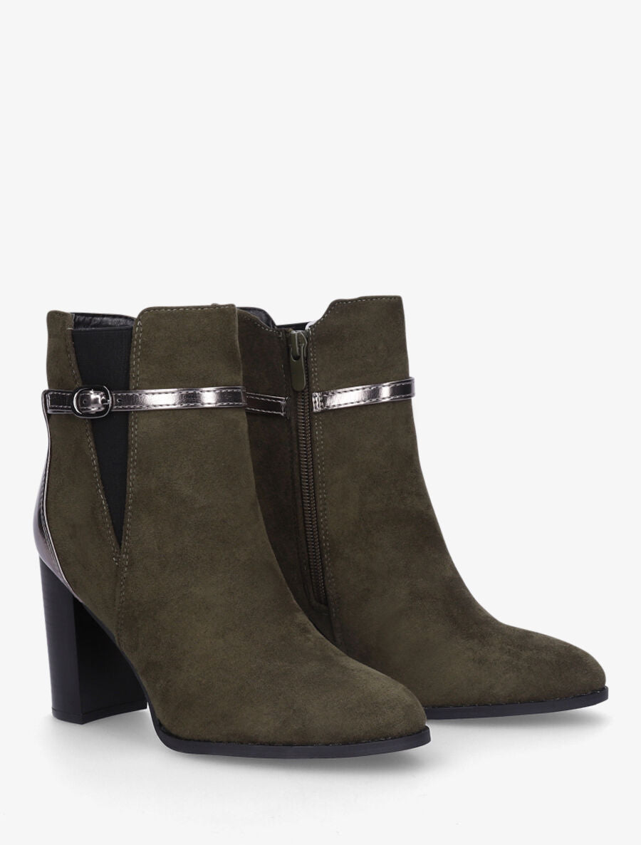 Bottines élastiquées bi-matière - Kaki - 4