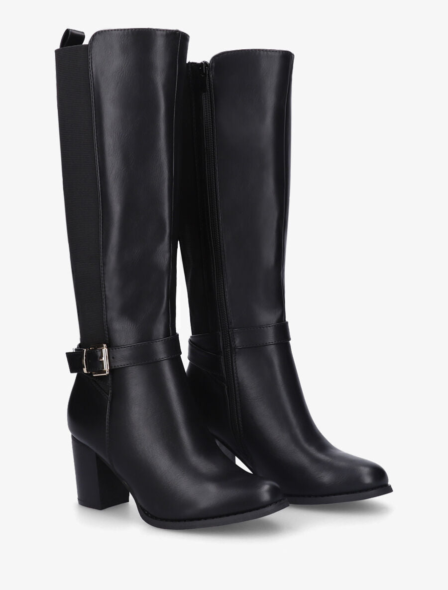 Bottes élastiquées à talon - Noir - 4