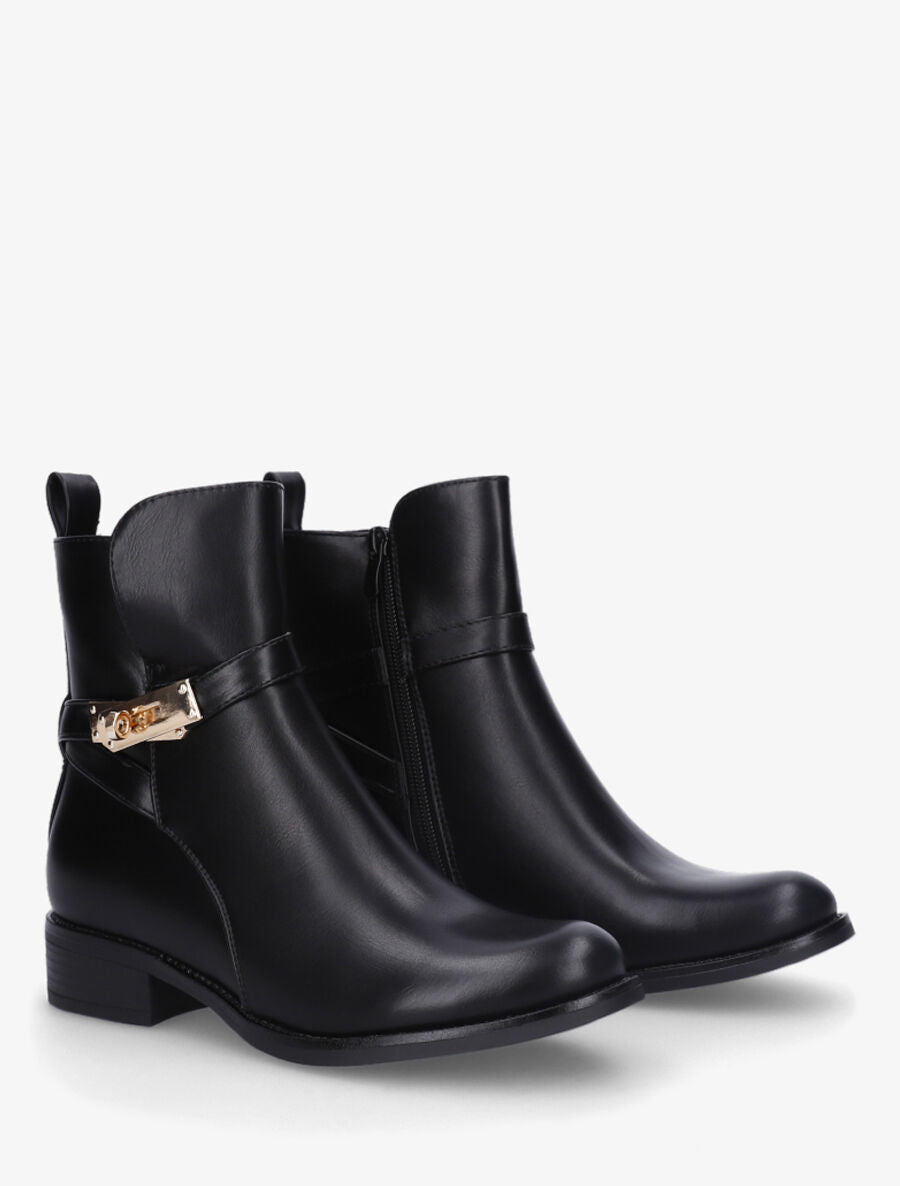 Bottines plates en simili - Noir - 4