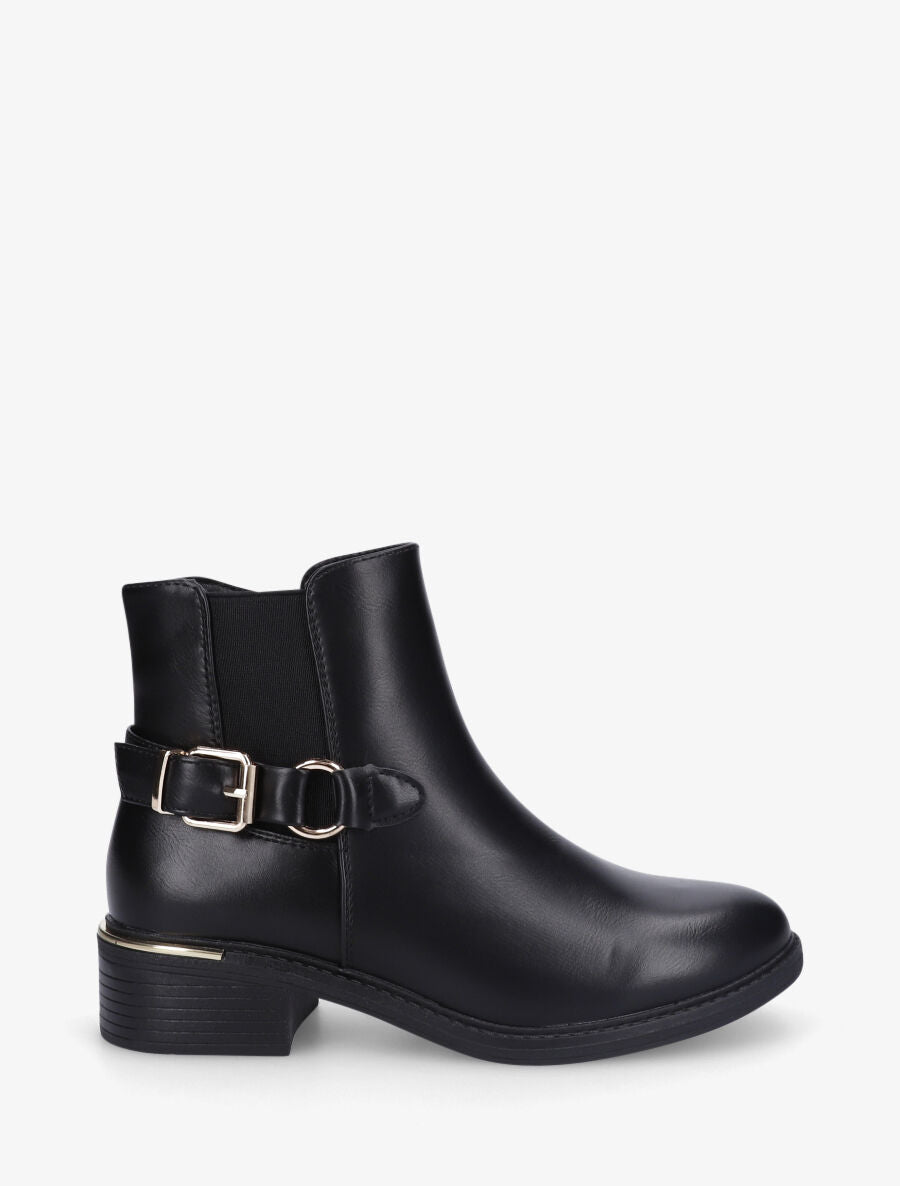 Bottines élastiquées et métal au talon - Noir - 5