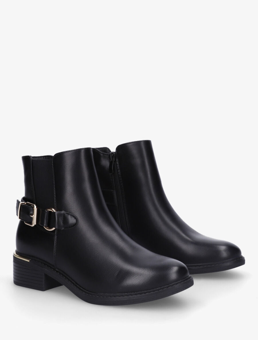 Bottines élastiquées et métal au talon - Noir - 4