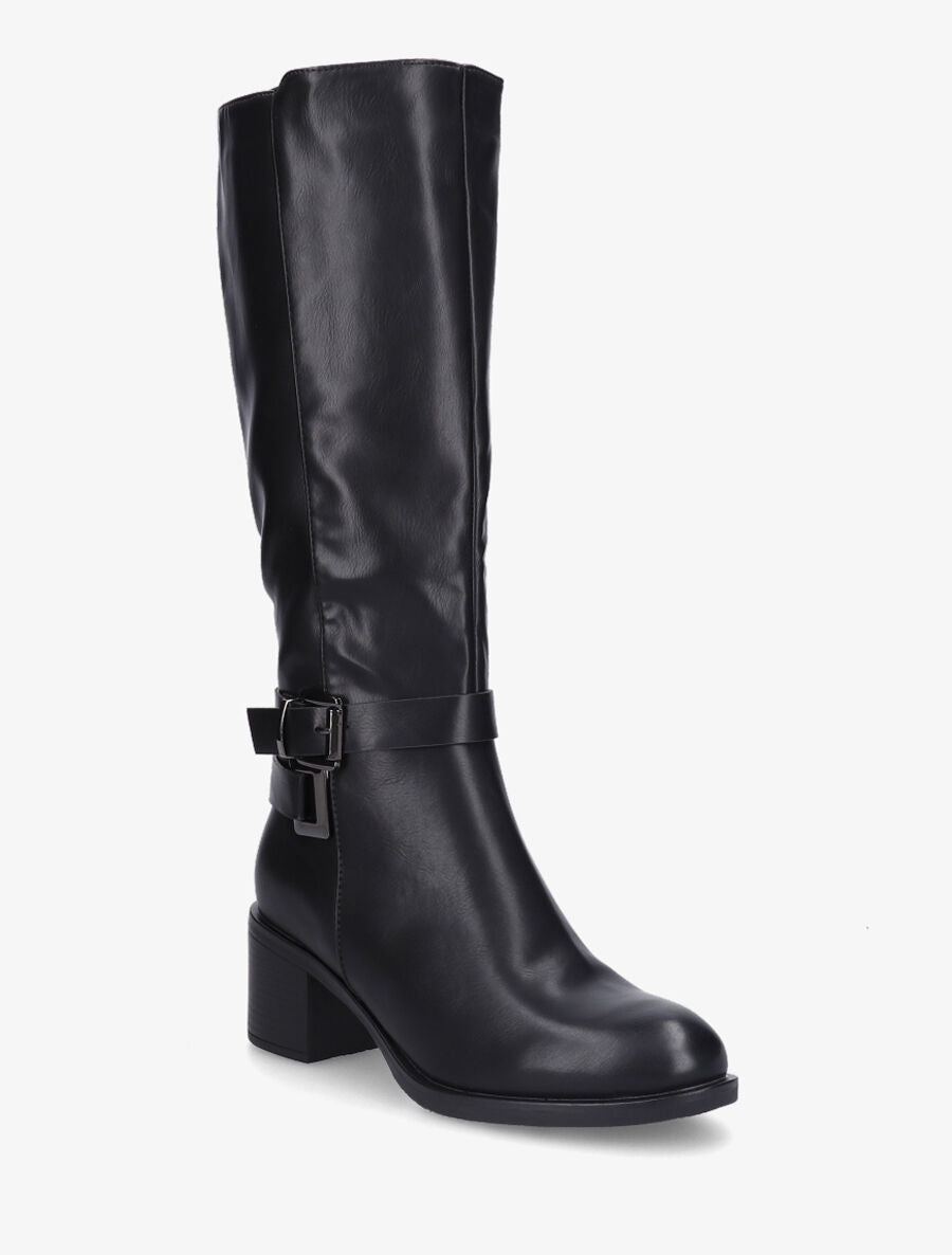 Bottes en simili à boucles décoratives - Noir - 2