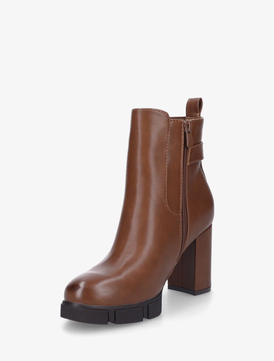 Bottines élastiquées à talon - Camel - 3