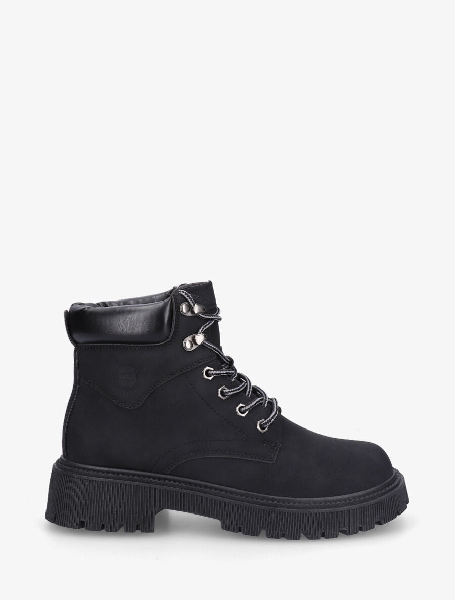 Boots en simili à lacets - Noir - 5