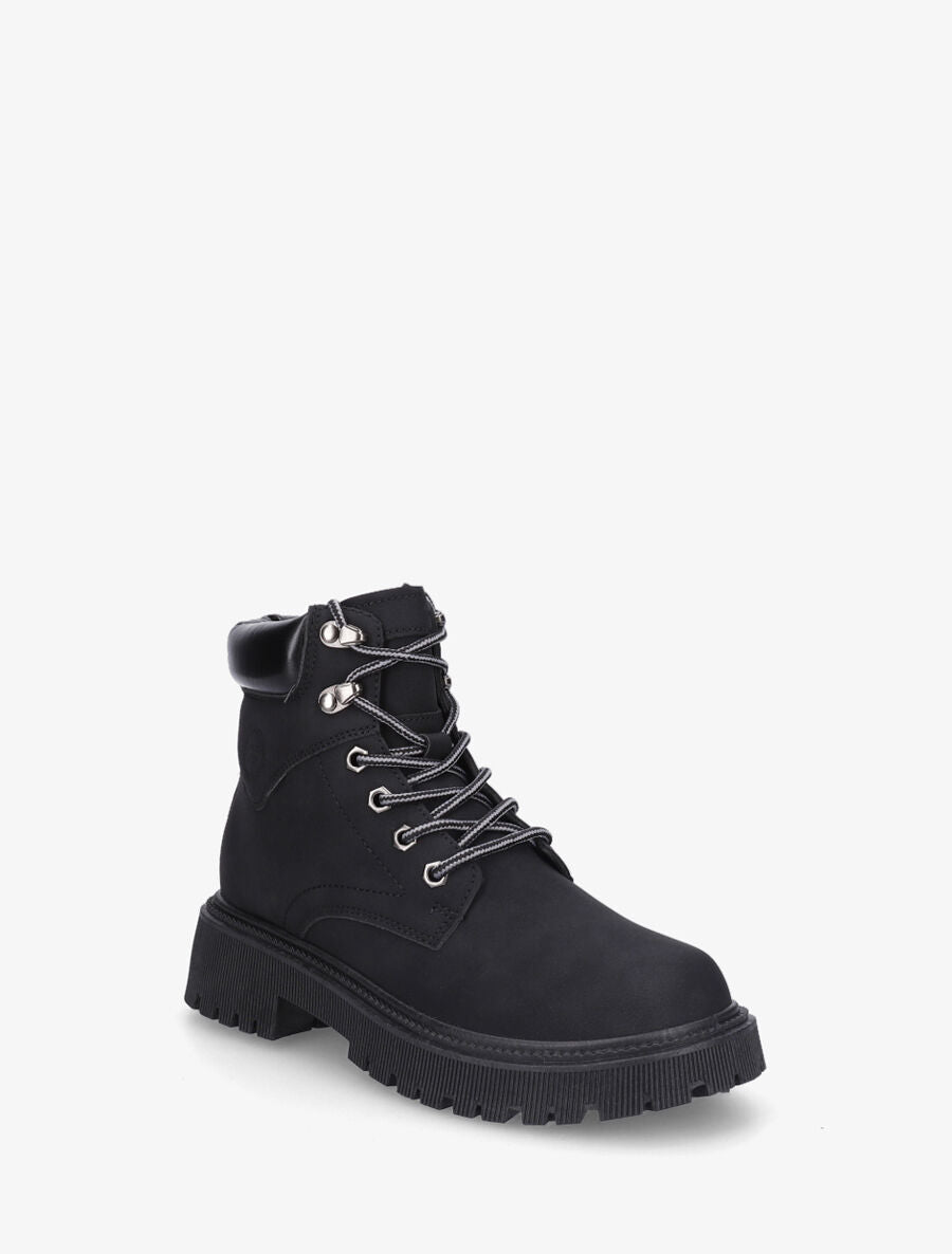 Boots en simili à lacets - Noir - 2