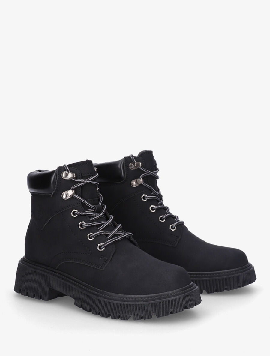 Boots en simili à lacets - Noir - 4