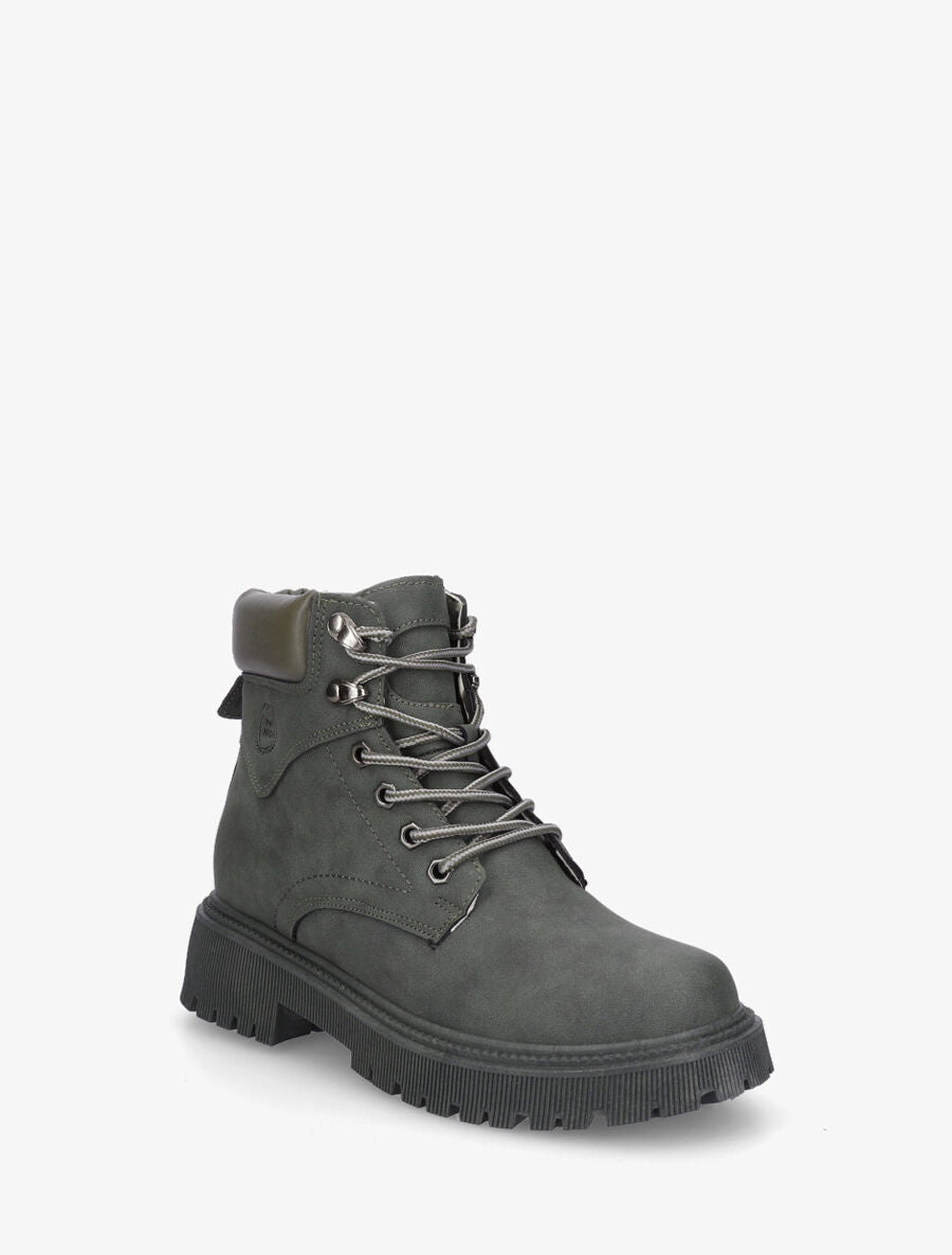 Boots en simili à lacets - Kaki - 2