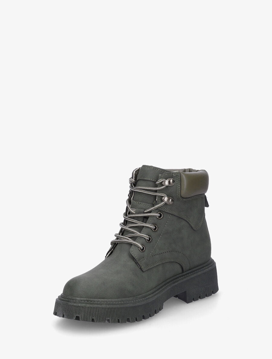 Boots en simili à lacets - Kaki - 3