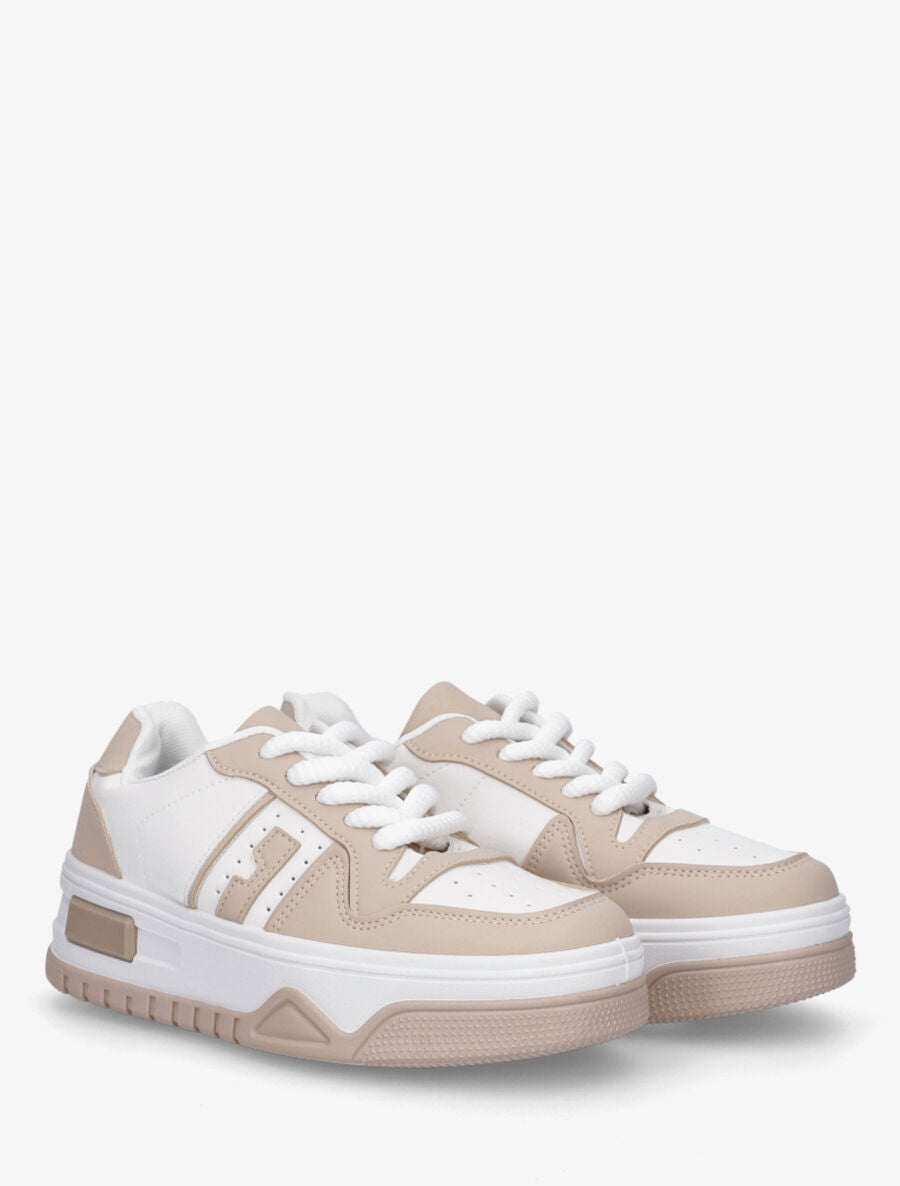Sneakers à lacets épais - Beige - 4