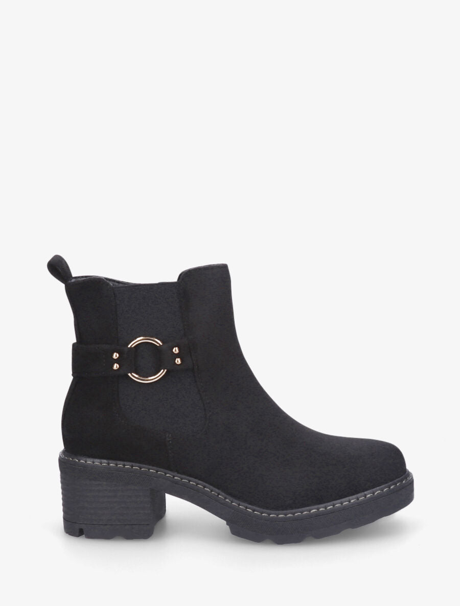 Bottines en suédine à boucle ronde - Noir - 5