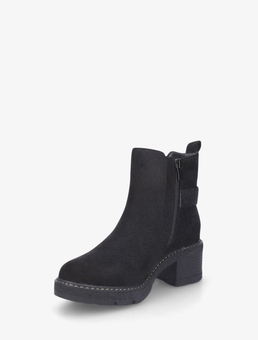 Bottines en suédine à boucle ronde - Noir - 3