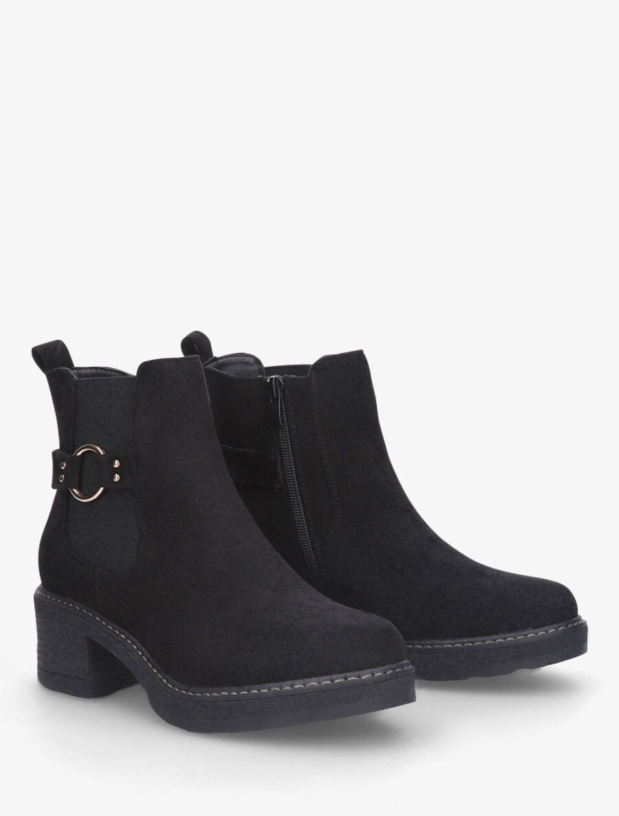 Bottines en suédine à boucle ronde - Noir - 4