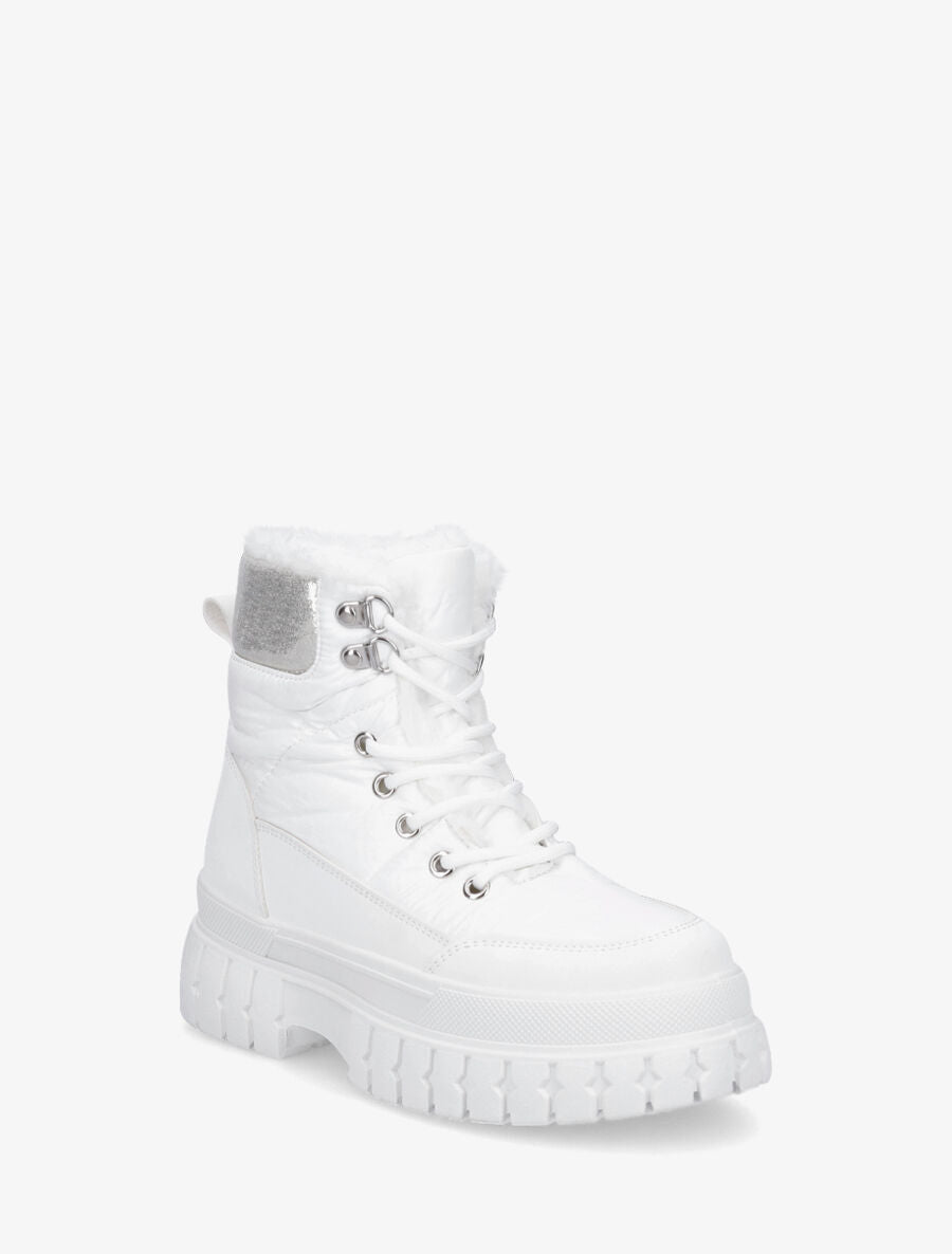 Bottines fourrés effet matelassé - Blanc - 3