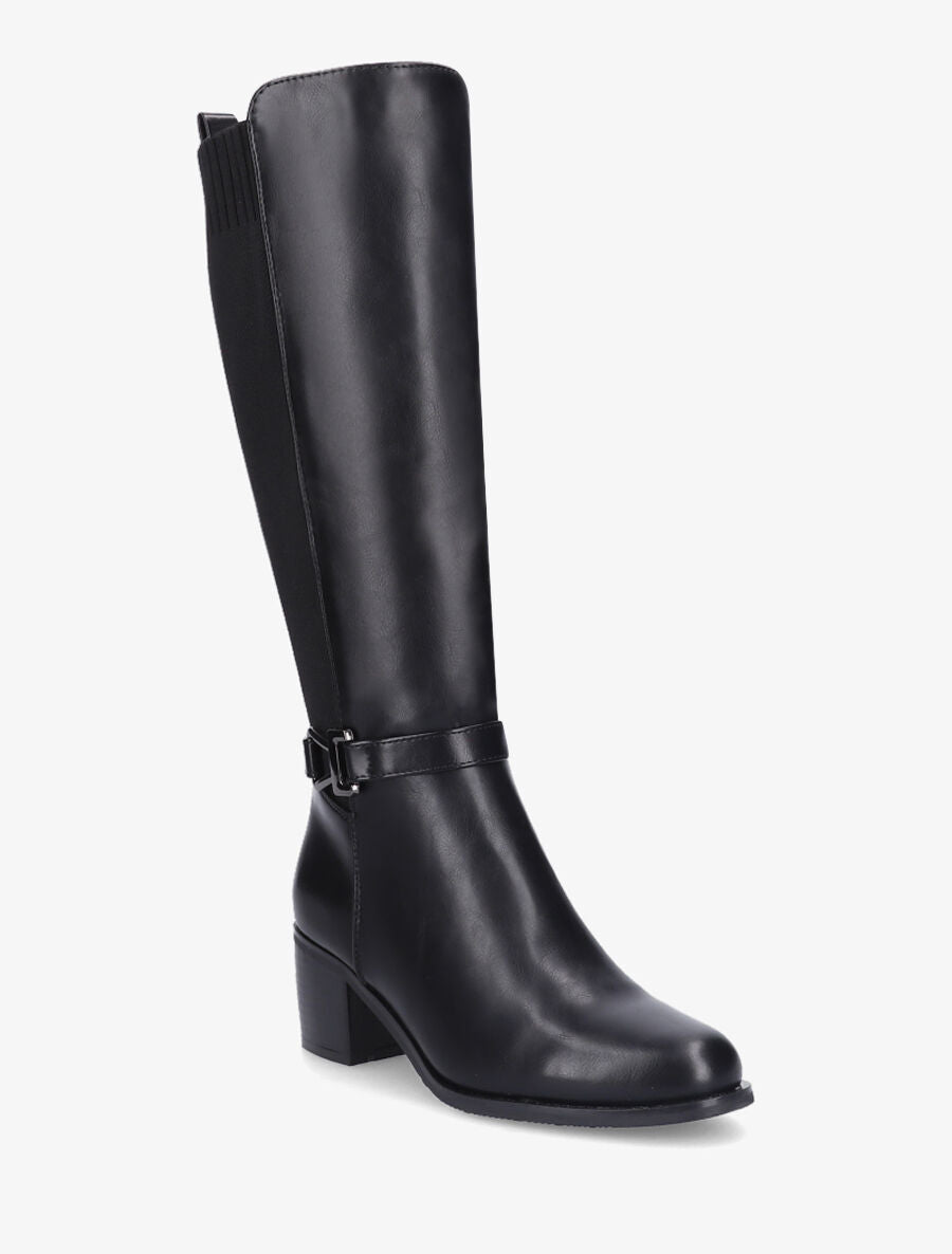 Bottes en simili et maille - Noir - 2