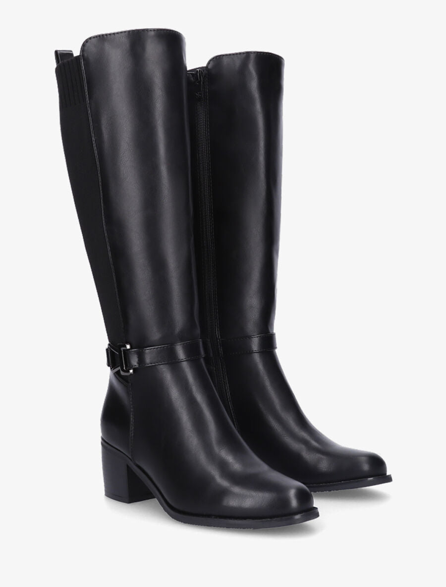 Bottes en simili et maille - Noir - 4