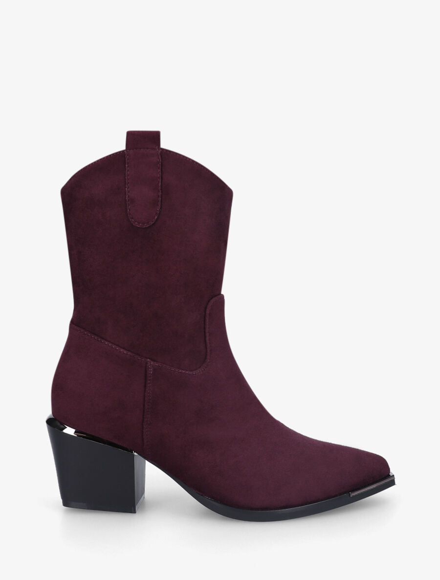 Bottines style santiag en suédine - Violine - 1