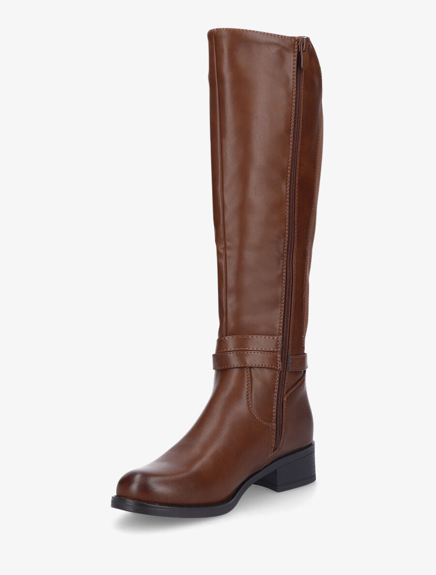 Bottes élastiquées en simili - Camel - 3