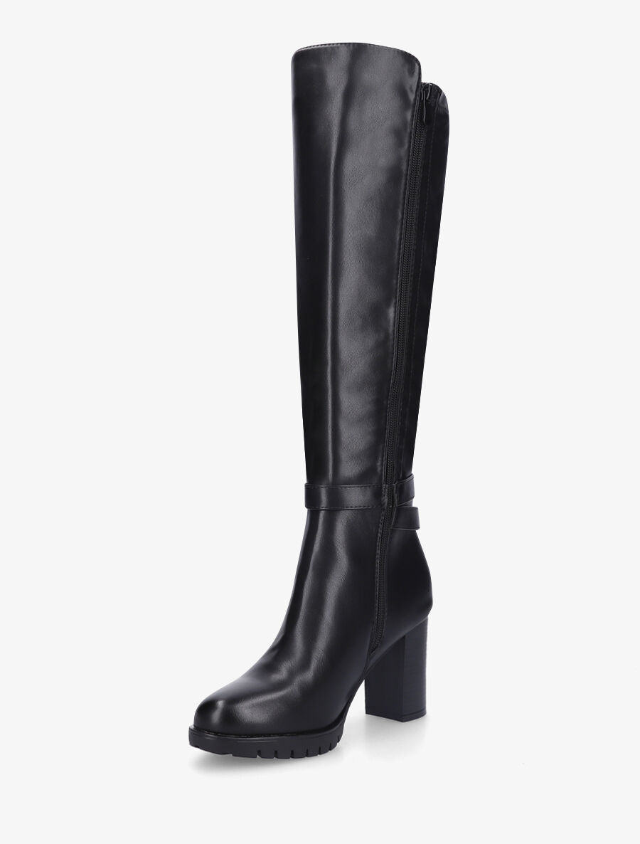Bottes en simili à talon et boucle - Noir - 3