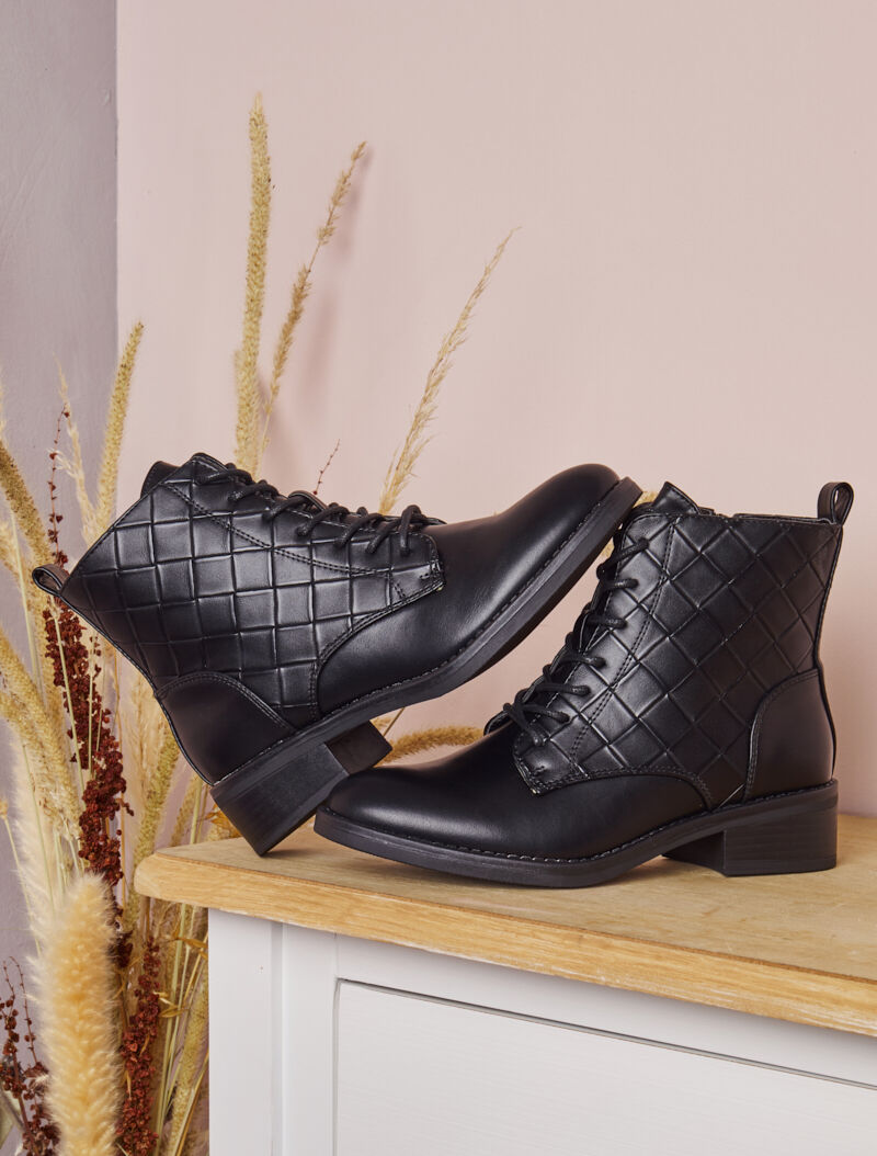 Bottines à motifs texturés - Noir - 5
