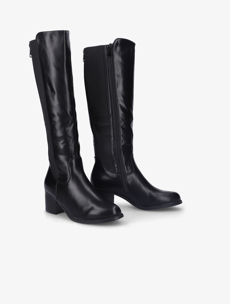 Bottes à talon et contrefort élastiqué - Noir - 1