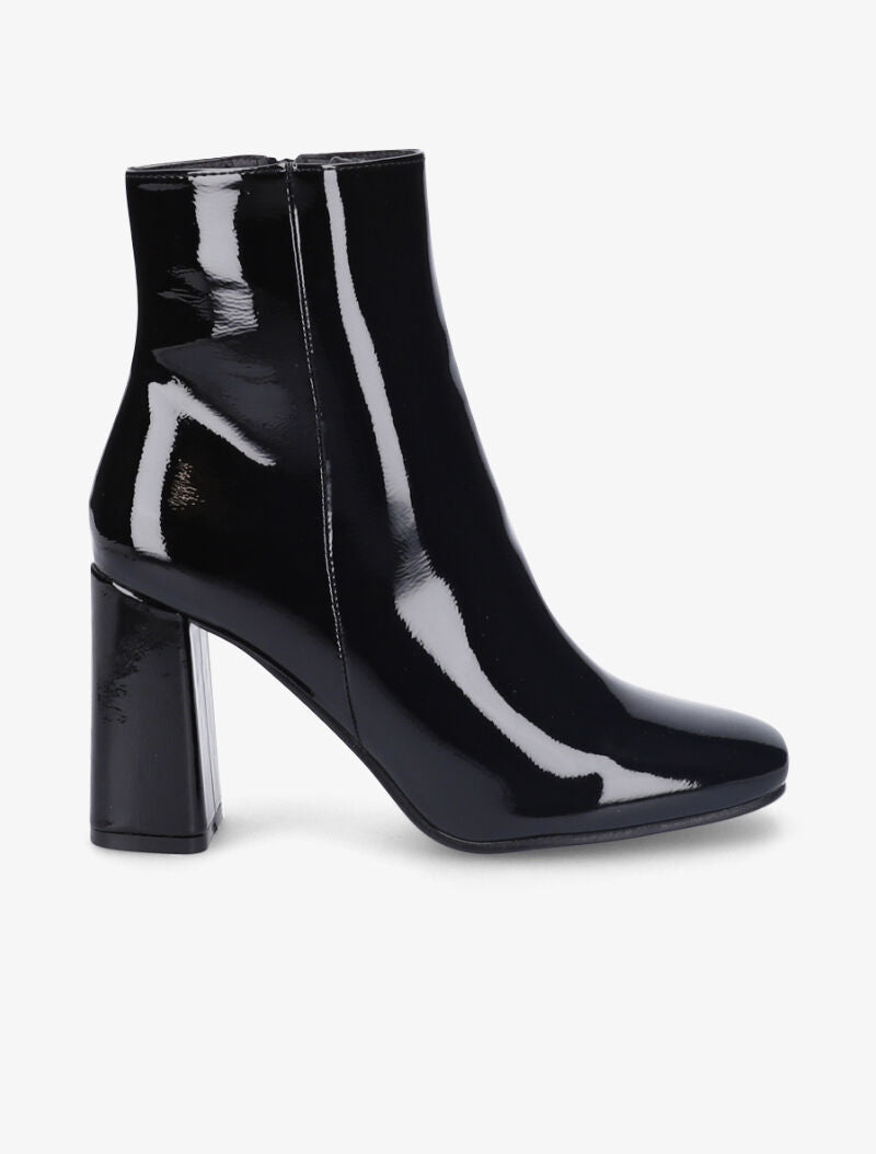 Bottines vernies à talon haut et bouts carrés - Noir - 5