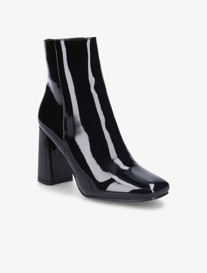 Bottines vernies à talon haut et bouts carrés - Noir - 2