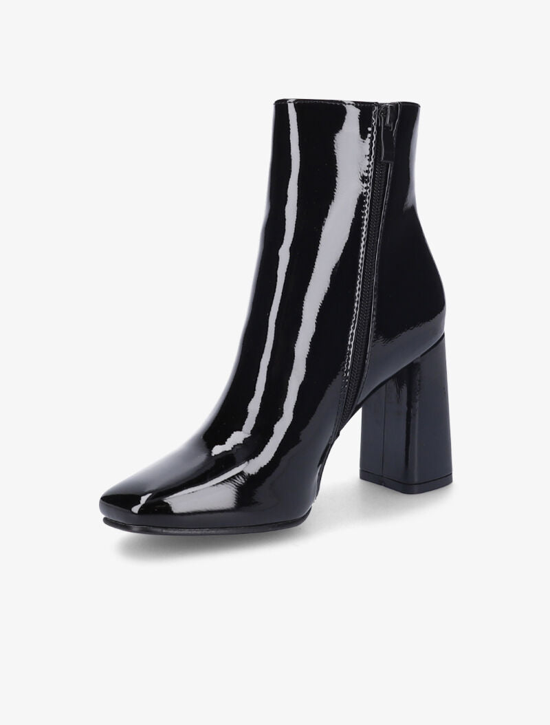 Bottines vernies à talon haut et bouts carrés - Noir - 3