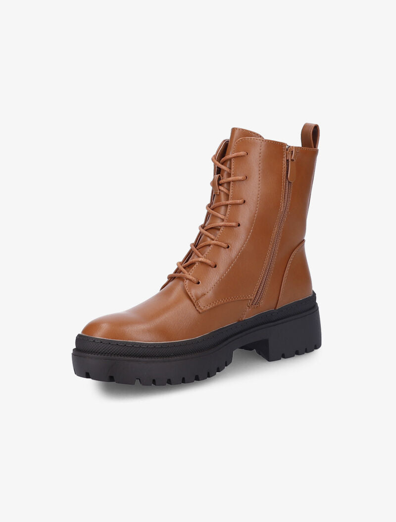 Bottines en simili à lacets - Camel - 3