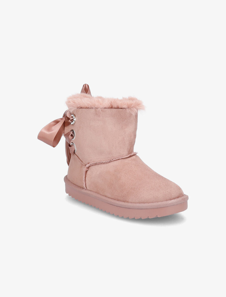 Boots fourrées à corsage en ruban - Rose - 3