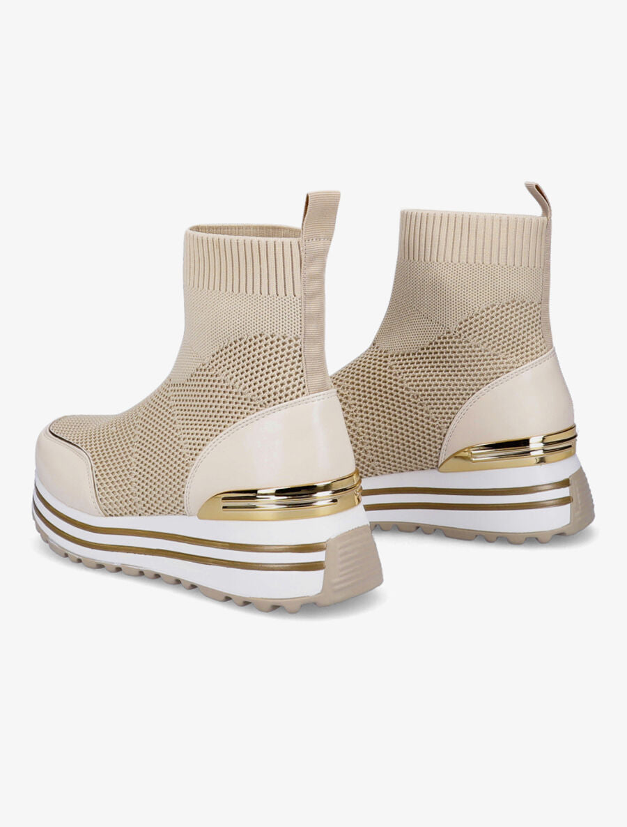 Baskets montantes compensées - Beige - 4