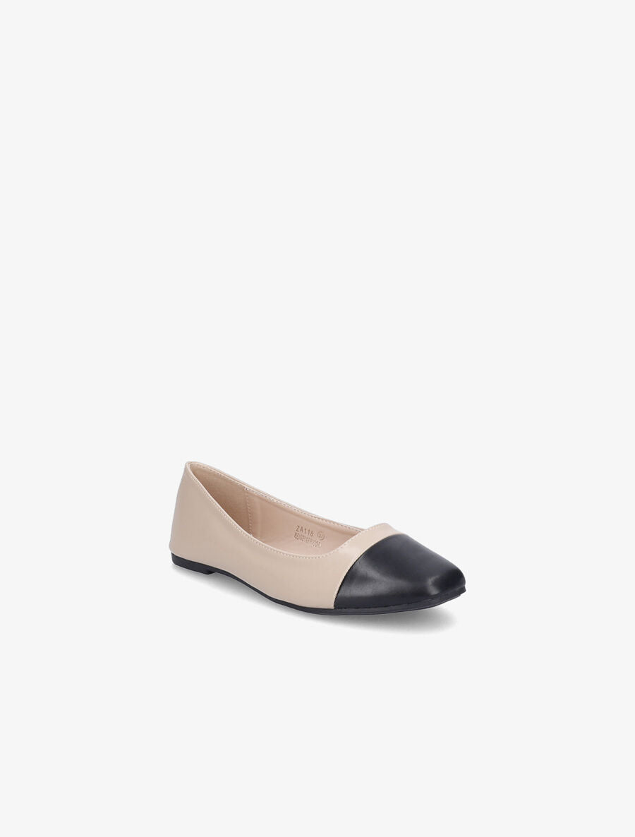 Ballerines à bout contrastant - Beige/noir - 2