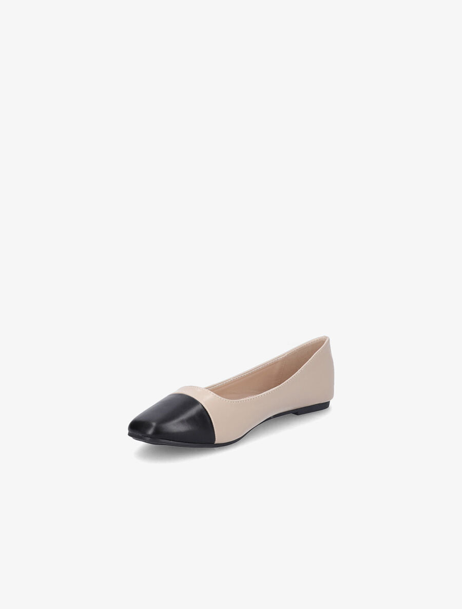 Ballerines à bout contrastant - Beige/noir - 3