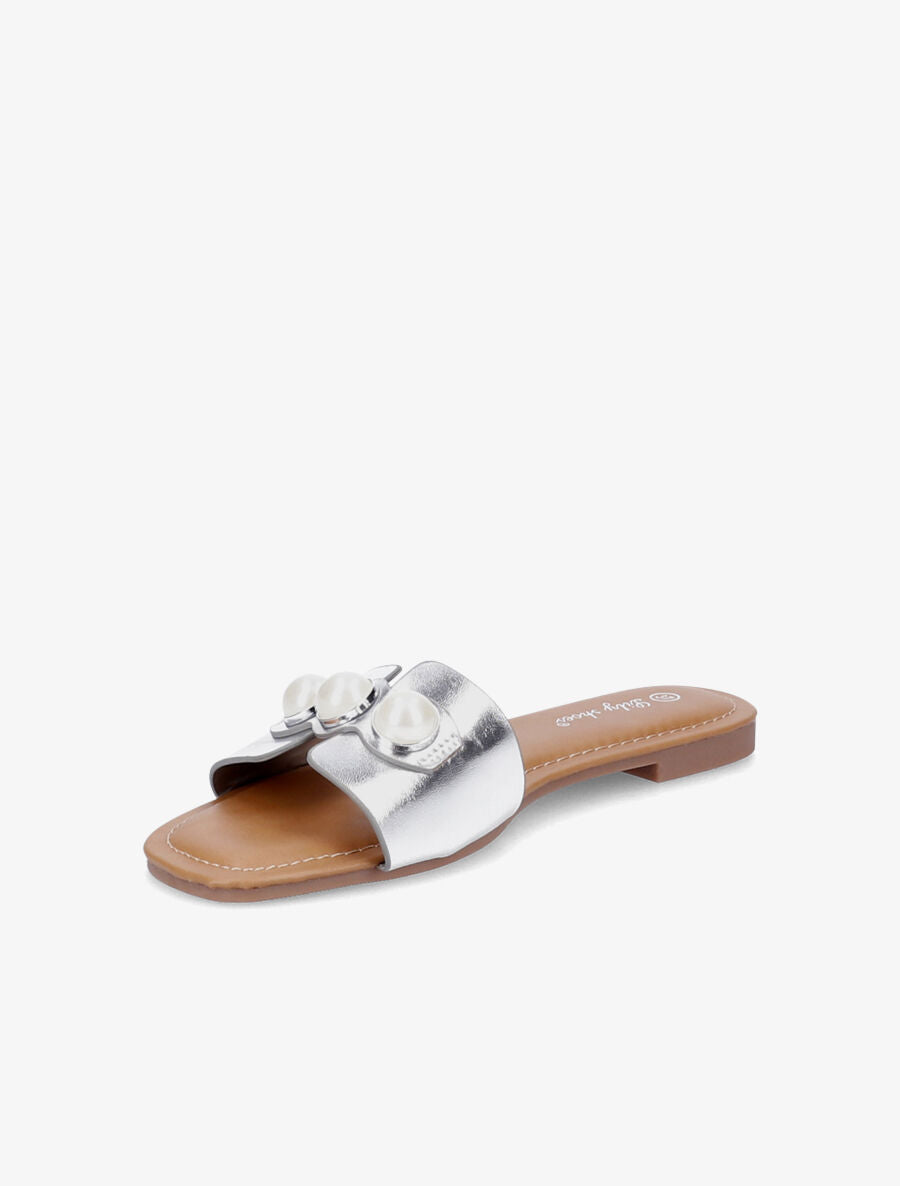 Mules stylisées à perles - Argent - 3