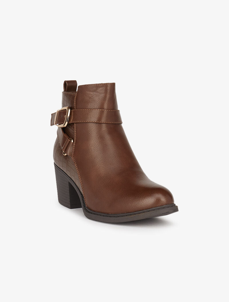 Bottines bi-matière à sangles - Marron - 3